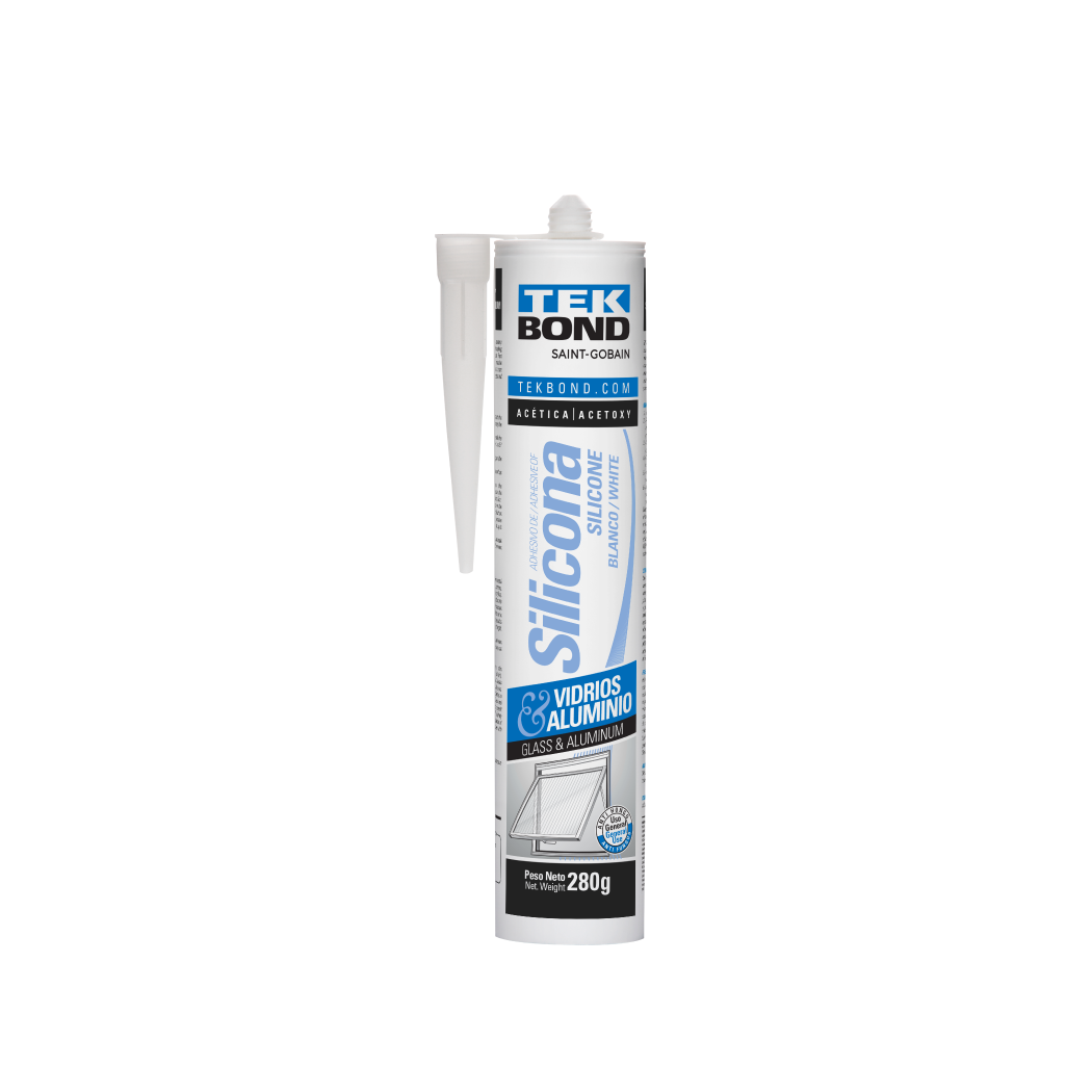 Silicona Acética Vidrio y Aluminio Blanco